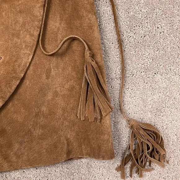 Brandon Thomas Womens 6 Brown Suede Embroidery Wrap Floral Butterfly Boho Skirt - Picture 3 of 10